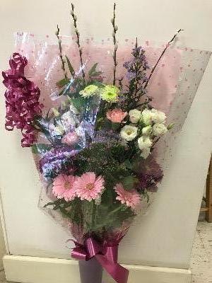 Gift wrap bouquet  pink and white and lilac